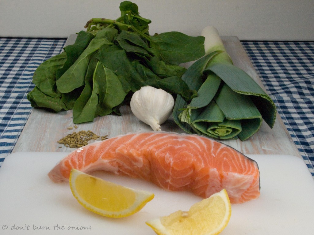 Salmon on spinach